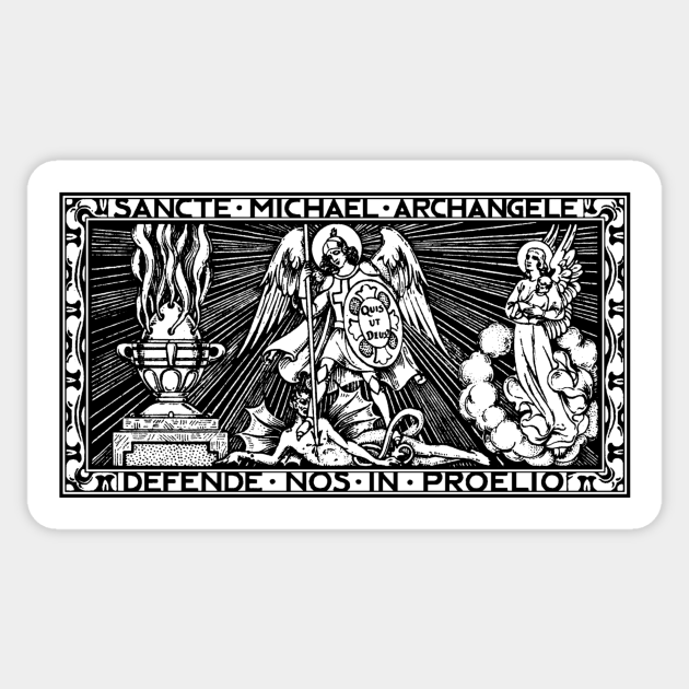 St. Michael the Archangel Quis ut Deus St Michael Sticker TeePublic